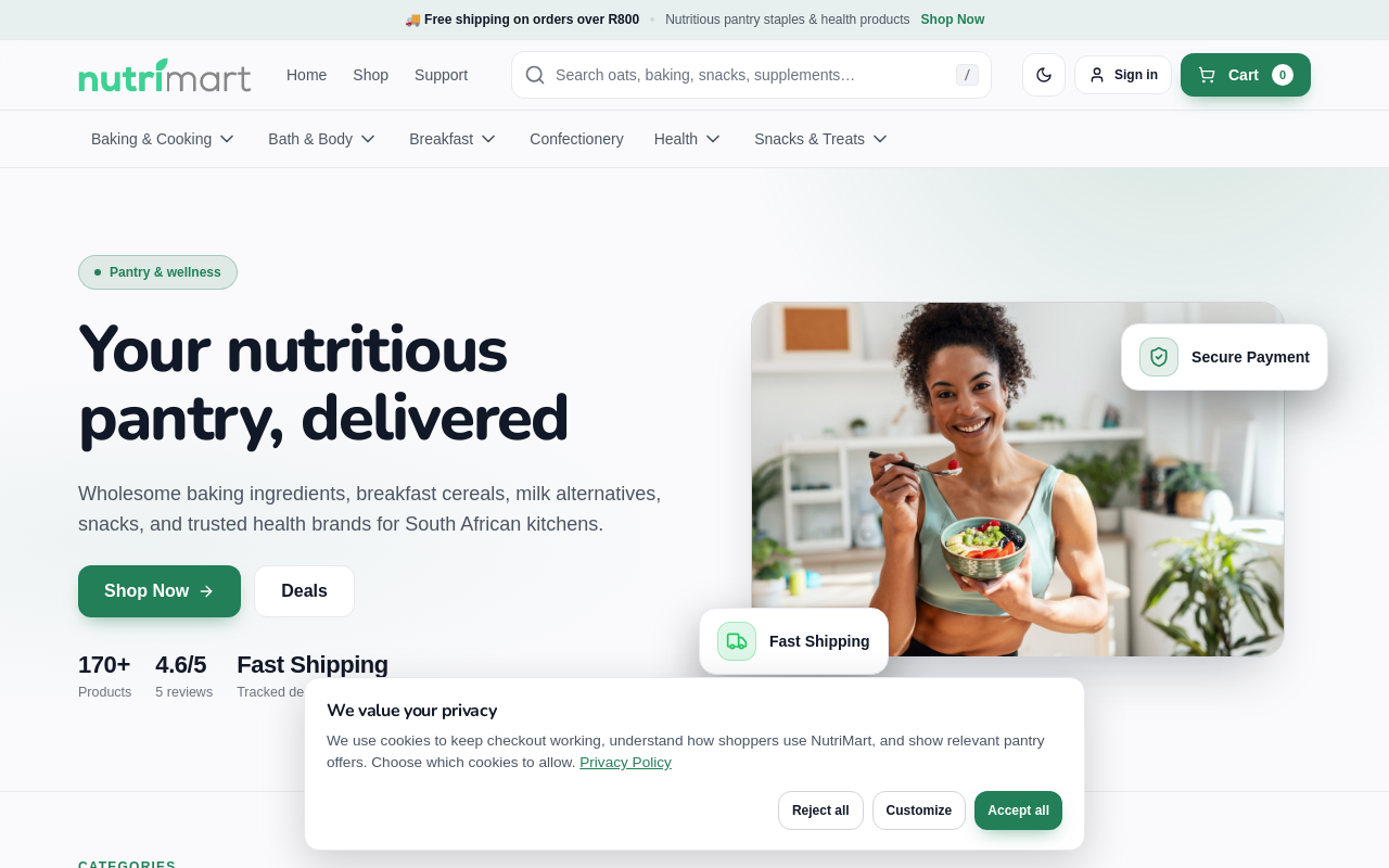 Nutrimart retail and ordering screenshot